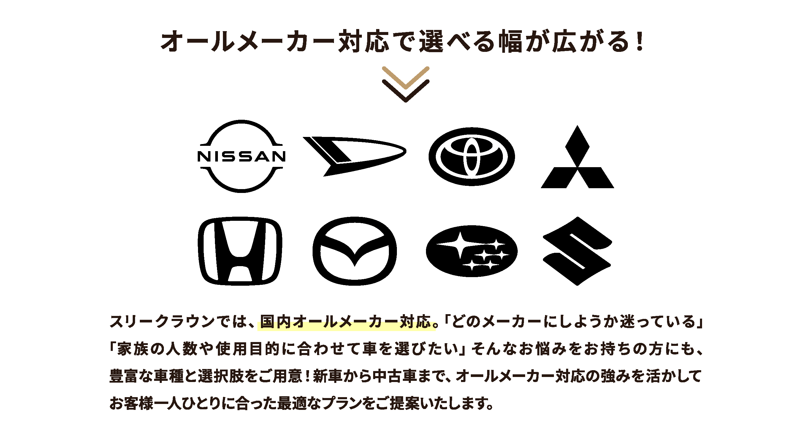 オールメーカー対応で選べる幅が広がる！